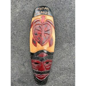 Cayman Islands Wood Carved Tiki Mask Wall Hanging‎ Turtle Decor